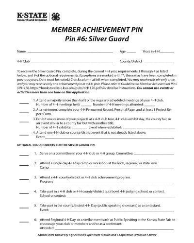 Member Achievement Plan 6, Silver Guard Pin