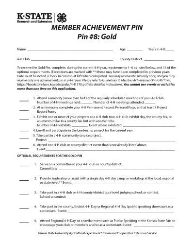 Member Achievement Plan 8, Gold Pin