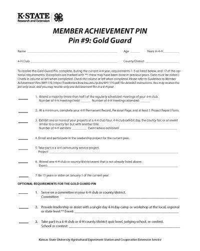 Member Achievement Plan 9,  Gold Guard Pin