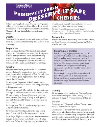 Preserve it Fresh, Preserve it Safe Cherries