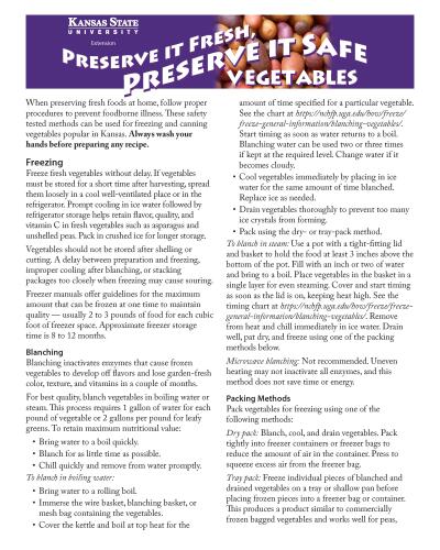 Preserve it Fresh, Preserve it Safe Vegetables