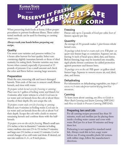 Preserve it Fresh, Preserve it Safe Sweet Corn