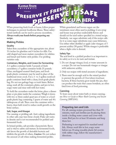 Preserve it Fresh, Preserve it Safe Cucumbers