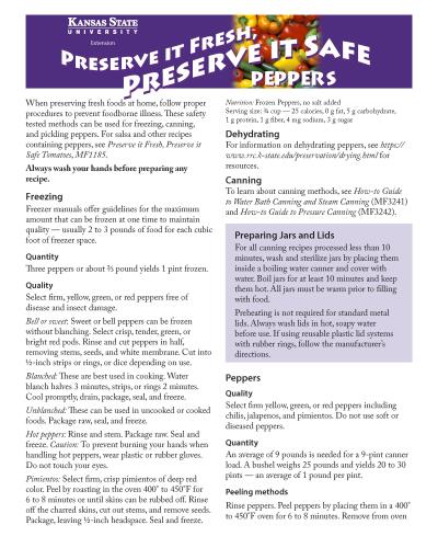 Preserve it Fresh, Preserve it Safe Peppers