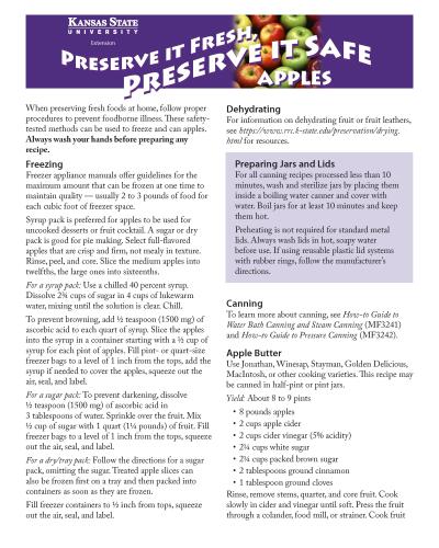 Preserve it Fresh, Preserve it Safe Apples