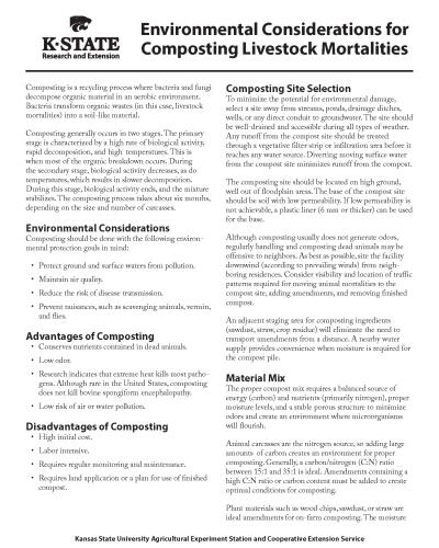 Environmental Considerations for Composting Livestock Mortalities