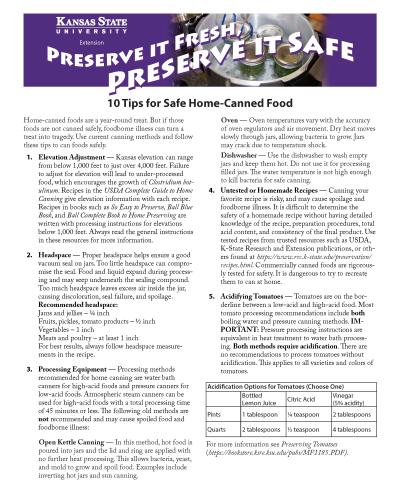 10 Tips for Safe Home-Canned Food