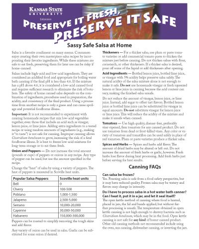 Sassy Safe Salsa at Home