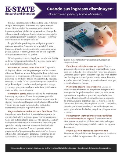 Spanish: When Your Income Drops: Don't Panic -- Take Control