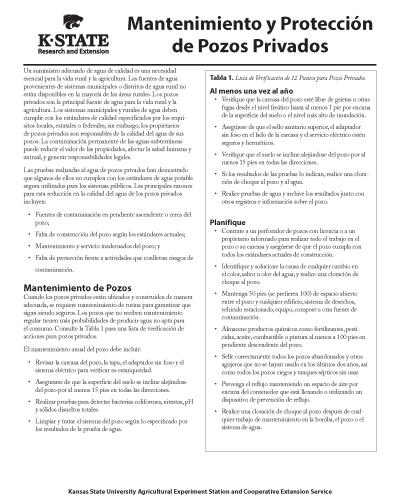 Spanish: Private Well Maintenance and Protection