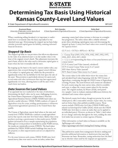 Determining Tax Basis Using Historical Kansas County-Level Land Values