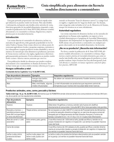 Spanish: Simplified Guide for Unlicensed Foods Sold Directly to Consumers