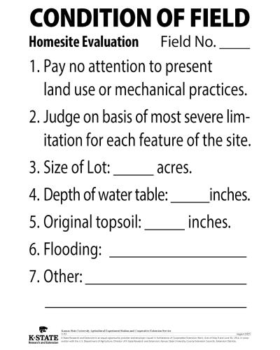 Condition of Field Homesite Evaluation